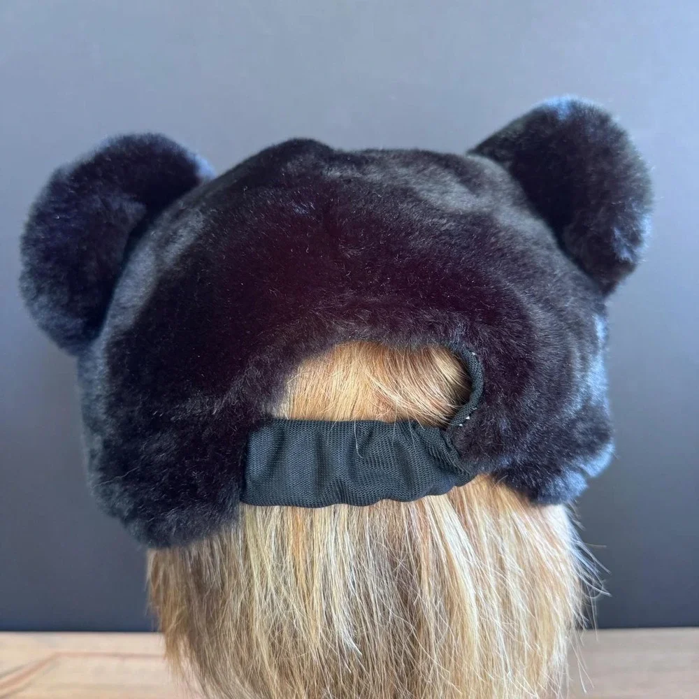 Wild Republic Black Bear Plush Hat Mask Costume Faux Fur